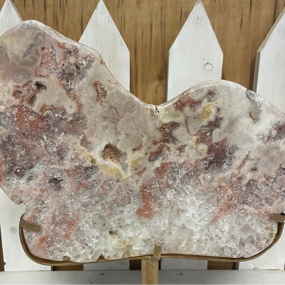 XL- HARD TO FIND PINK AMETHYST SLAB W/ STUNNING QUARTZ DRUZY